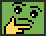 Self portrait: Thinking Face Emoji in Full Pixelated form, on green background
